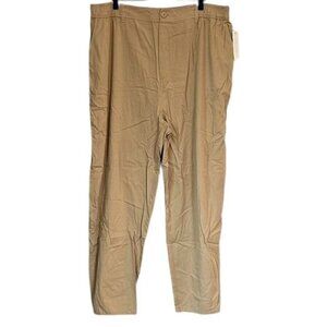 NWT Abound Beige Tan Khaki Casual Elastic Waist Pull On Pants - 1X